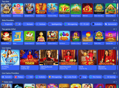 DK88 casino lobby layout showing main categories, featured shelves and shortcuts to popular games